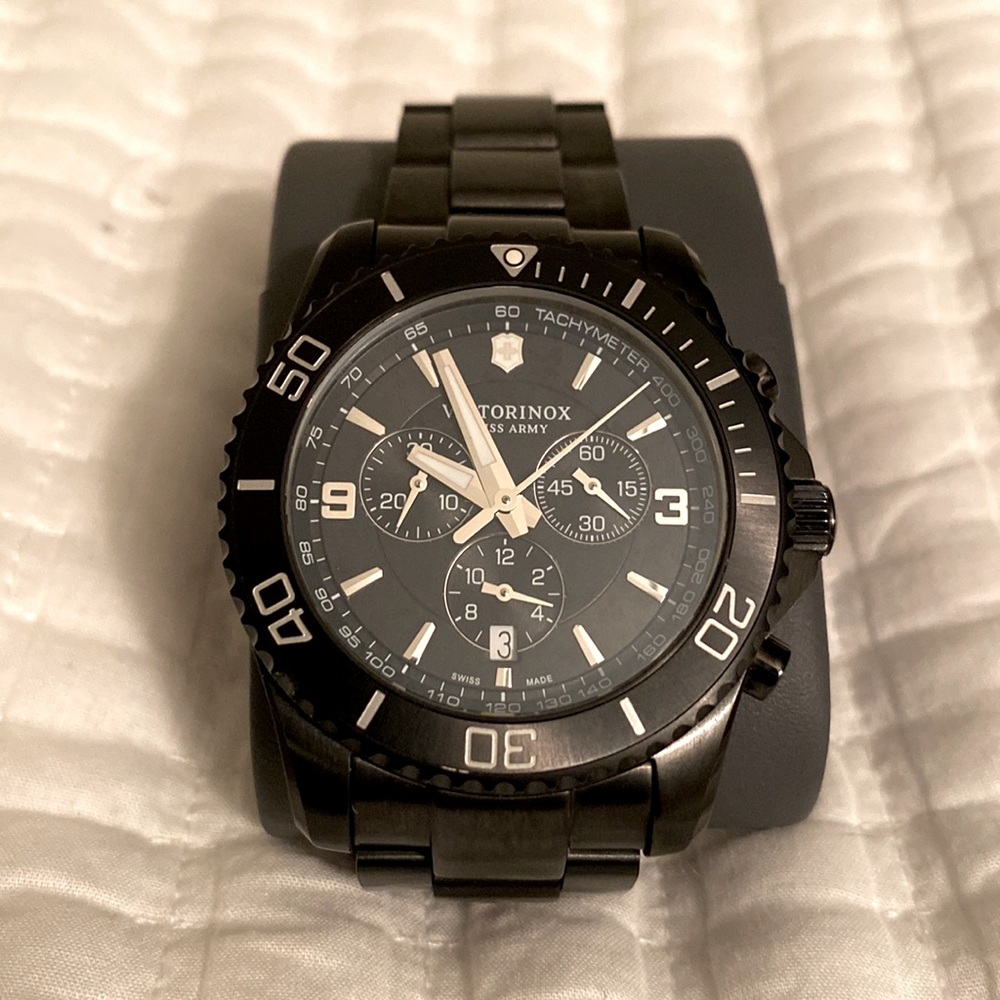 Victorinox Swiss Army Maverick Chronograph Black Stainless Steel Mens Watch